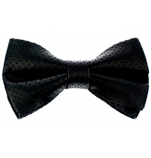 Men’s Black Perforated Leather Bow Tie