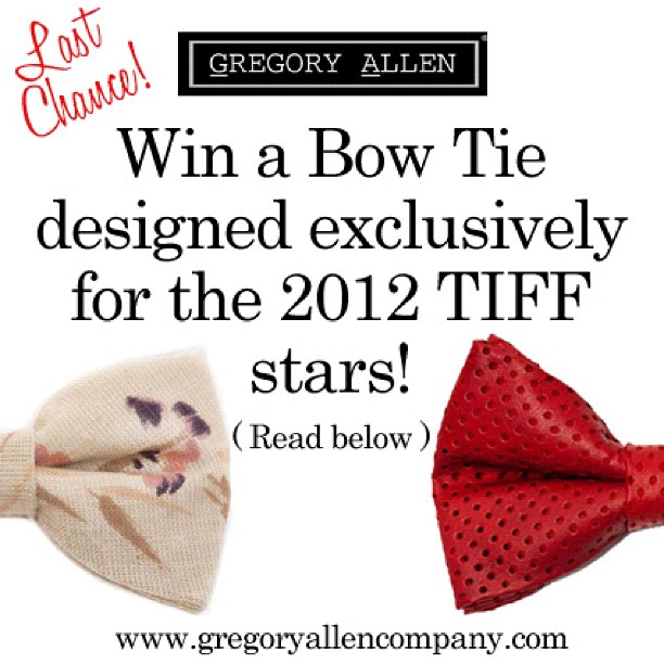 Last Chance to WIN a bow tie given at the 2012 TIFF lounge. For more details, go to http://gregoryallencompany.com #bowties #contest #giveaways  #fashion #gac #gregoryallencompany #tiff12 - via Instagram