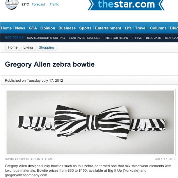 GAC: Toronto Star #bowtie #gac #gregoryallencompany #torontostar #zebra – via Instagram