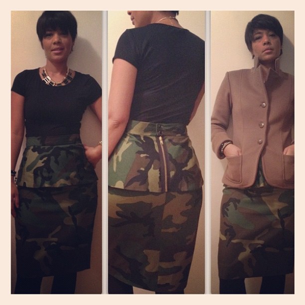 GAC: Custom Jacket / Camouflage Peplum skirt … 6 in the morning ( Birthday girl) – via Instagram