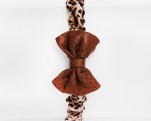 Girl's leather leopard print bow tie headband-shop (rev)